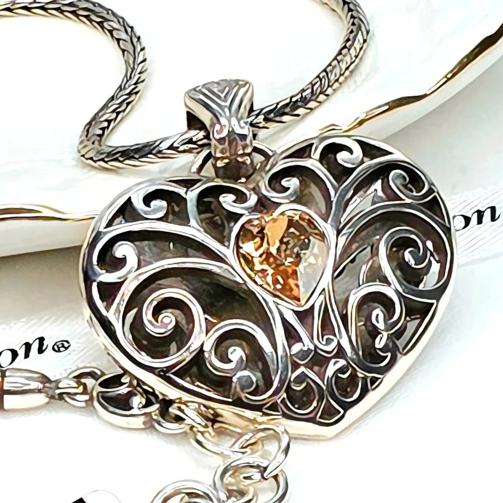 NWT Brighton Sofi Puffy Heart Silver-plated Crystal Necklace - Picture 5 of 12